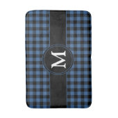 Rustiek blauw geruite cheques patroon monogram badmat (Voorkant Verticaal)