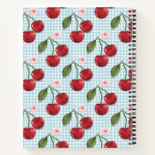 Rustiek blauw gingham en kersen monogram notitieboek (Achterkant)