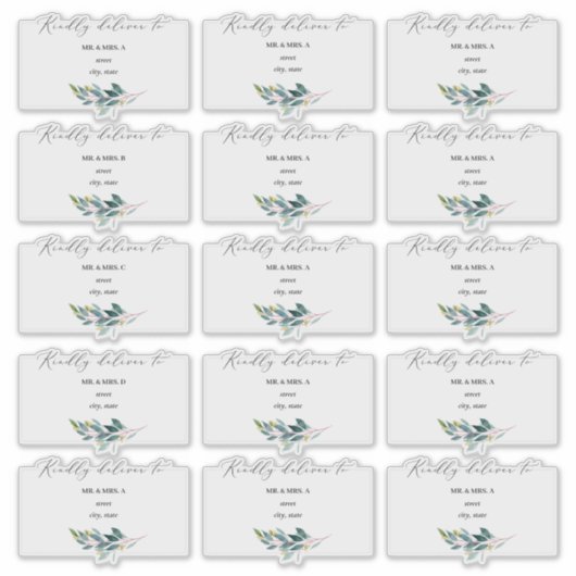 Rustiek Blauw Gom Eucalyptus Gastadres Sticker (Voorkant)