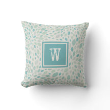 Rustiek Blauw Groen Abstract Bloempatroon Monogram