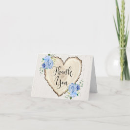 Rustiek blauw groen bloemenbos harten bedankkaart