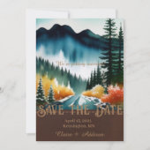 Rustiek Blauw Groen en Geel Waterverf Bos Save The Date (Voorkant)