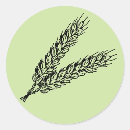 Rustiek Blauw Groene Tarwe Ronde Sticker (Voorkant)