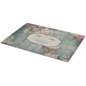 Rustiek Blauw Hout Bloemen Gepersonaliseerde Huwel Snijplank (Hoek)