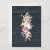 Rustiek blauw hout bloemen heilige communie uitnod kaart (Achterkant)