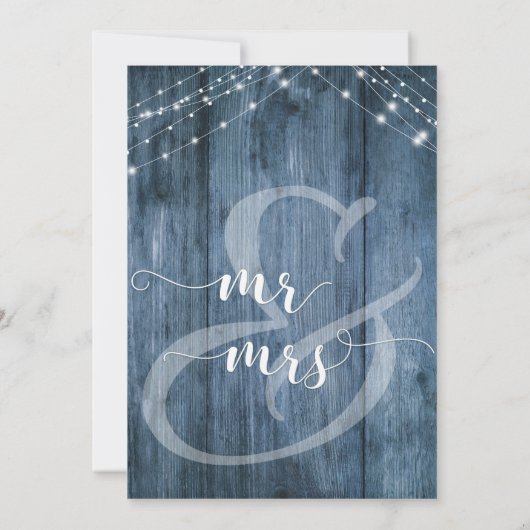 Rustiek Blauw Hout & Lichte Koorden Repetitie Dine Kaart (Achterkant)