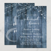 Rustiek Blauw Hout & Lichte Koorden Repetitie Dine Kaart (Voorkant / Achterkant)