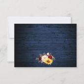 Rustiek Blauw Hout String Lichten Kant Bloemen Huw RSVP Kaartje (Achterkant)