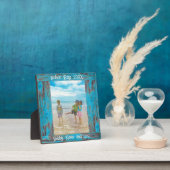 Rustiek Blauw Hout Tekst Vierkant Foto Lijst Fotoplaat (Insitu)