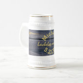 Rustiek Blauw Hout | Verlovingsweekend Monogram Bierpul (Voorkant links)