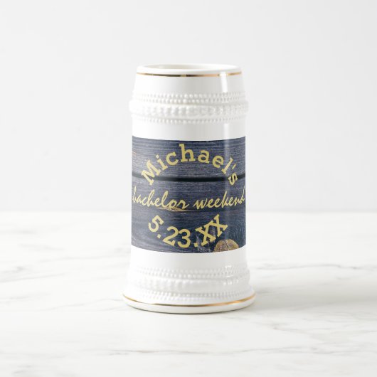 Rustiek Blauw Hout | Verlovingsweekend Monogram Bierpul (Center)
