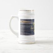Rustiek Blauw Hout | Verlovingsweekend Monogram Bierpul (Links)