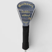 Rustiek Blauw Hout | Verlovingsweekend Monogram Golfheadcover (Voorkant)