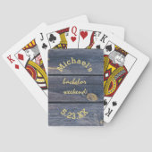 Rustiek Blauw Hout | Verlovingsweekend Monogram Pokerkaarten (Achterkant)