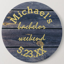 Rustiek Blauw Hout | Verlovingsweekend Monogram Ronde Button 6,0 Cm