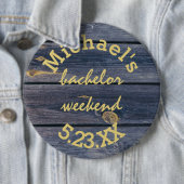 Rustiek Blauw Hout | Verlovingsweekend Monogram Ronde Button 6,0 Cm (In situ)