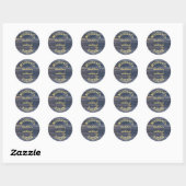 Rustiek Blauw Hout | Verlovingsweekend Monogram Ronde Sticker (Vel)