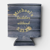 Rustiek blauw hout | Vrijgezellenweekend monogram Blikjeskoeler (Voorkant)