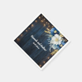 Rustiek Blauw Hout Wit Bloemen Huwelijk Servet (Hoek)