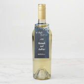 Rustiek Blauw Hout Wit Bloemen Repetitie Diner Flessenhanger (Op fles)