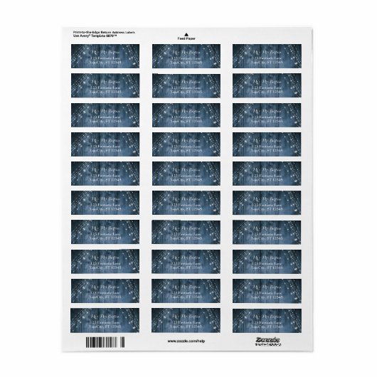 Rustiek Blauw Hout, Wit Licht Strings Bruiloft 2 Etiket (Full Sheet)