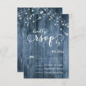 Rustiek Blauw Hout, Witte Lichte Koorden RSVP (Voorkant / Achterkant)