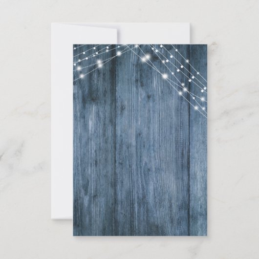 Rustiek Blauw Hout, Witte Lichte Koorden RSVP Kaartje (Achterkant)