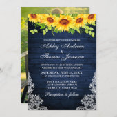 Rustiek Blauw Hout Zonnebloem Bloemen Kant Foto Kaart (Voorkant / Achterkant)