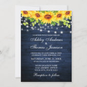 Rustiek Blauw Hout Zonnebloem Bloemen Lichten Foto Kaart (Voorkant)