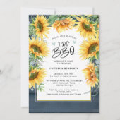 Rustiek Blauw Hout Zonnebloem Ik Doe BBQ Vrijgezel Kaart (Voorkant)