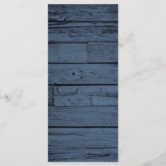 Rustiek Blauw Houten Koordlichten & Kantbruiloft Menu (Achterkant)