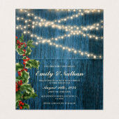 Rustiek Blauw Houten Monogram Lichten Kerstmis Bru Kaart (Binnenkant ongevouwen)