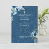 Rustiek Blauw Katholiek Nuptial Mass Bruiloft Kaart (Staand voorkant)