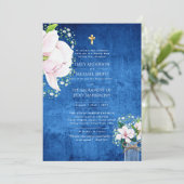 Rustiek Blauw Katholiek Nuptial Mass Bruiloft Kaart (Staand voorkant)