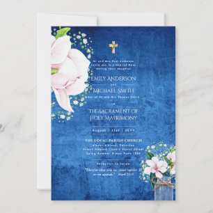Rustiek Blauw Katholiek Nuptial Mass Bruiloft Kaart