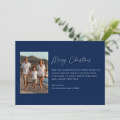 Rustiek Blauw Kerstmis Familie Foto Nautisch Stran Feestdagenkaart (Staand voorkant)