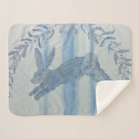 Rustiek Blauw Konijntje Konijn Sherpa Deken (Voorkant (horizontaal))