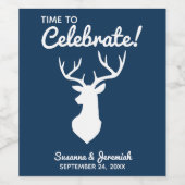 Rustiek Blauw Land Buck Herten Silhouet Bruiloft Wijn Etiket (Enkel label)