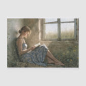 Rustiek Blauw Lezen Lady cottage Decoupage Tissuepapier (Voorkant)