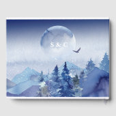 Rustiek Blauw Misty Pine Forest Onze bruiloft Gastenboek (Achterkant)