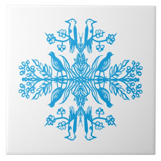 Rustiek blauw natuur. tegeltje (Voorkant)