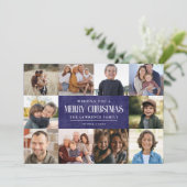 Rustiek Blauw Paarse Kerst 10 Foto's Collage Feestdagenkaart (Staand voorkant)