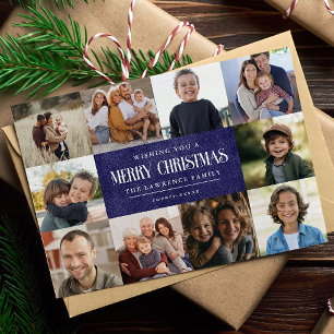 Rustiek Blauw Paarse Kerst 10 Foto's Collage Feestdagenkaart