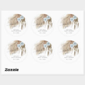 Rustiek blauw Pampas Grass Baby shower Ronde Sticker (Vel)