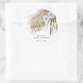 Rustiek blauw Pampas Grass Baby shower Ronde Sticker (Tas)