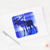 Rustiek blauw plaid elanden vierkante stickers (Envelop)