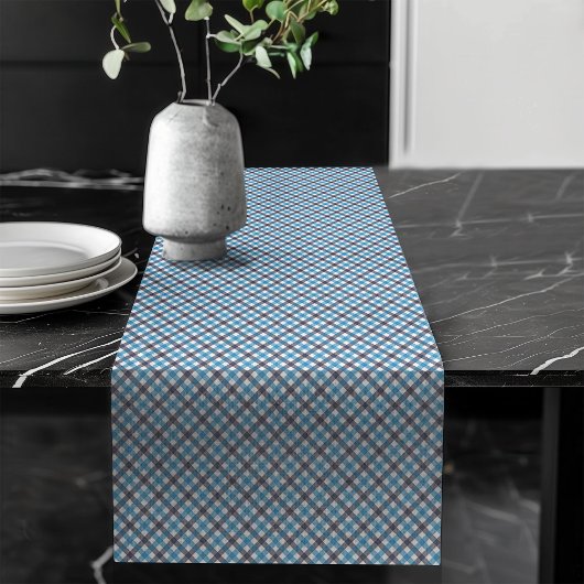 Rustiek Blauw Plaid Tafelloper voor Home Decor