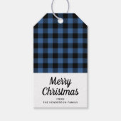 Rustiek Blauw Plaid Vrolijk Kerstfeest Cadeaulabel (Voorkant)