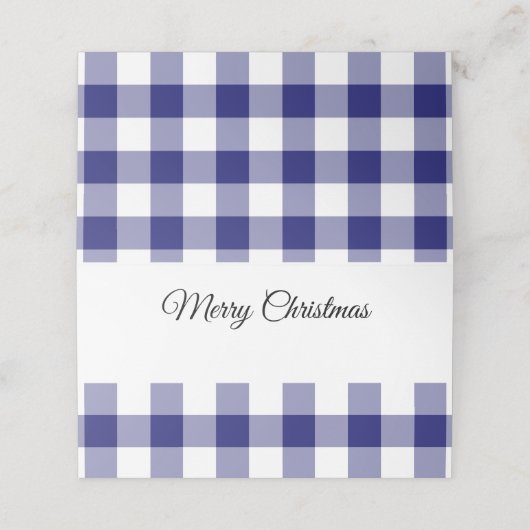 Rustiek Blauw Plaid Vrolijk Kerstfeest Plaatskaartje (Buitenkant ongevouwen)
