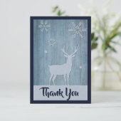 Rustiek Blauw Rendier Land Kerstmis Dank u Bedankkaart (Staand voorkant)